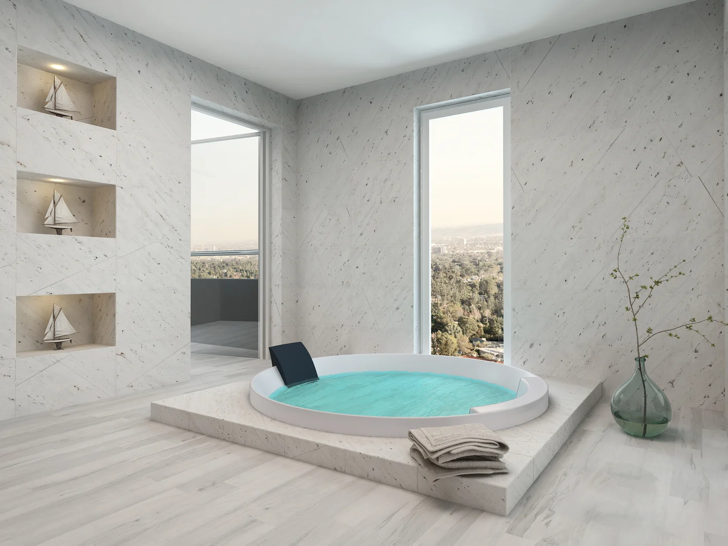 Pure clean white bathroom interior with bathtub