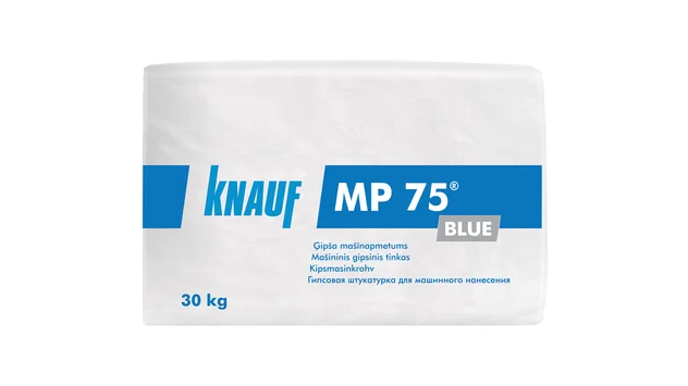 Knauf - MP 75 Blue - MP 75 Blue-Mašininis gipsinis tinkas didesniu gniuždymo stipriu ir paviršiaus kietumu