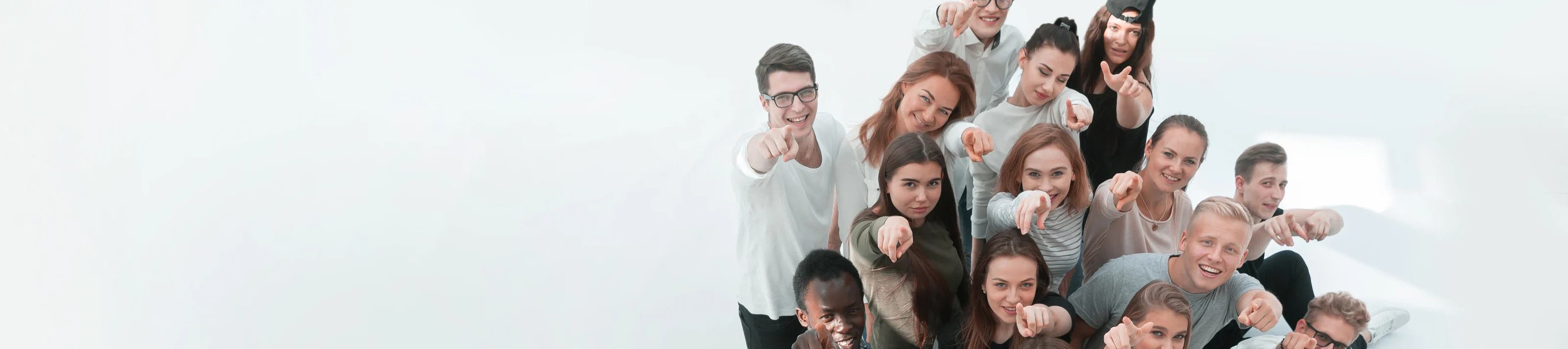 top view. group of happy young people looking at the camera
