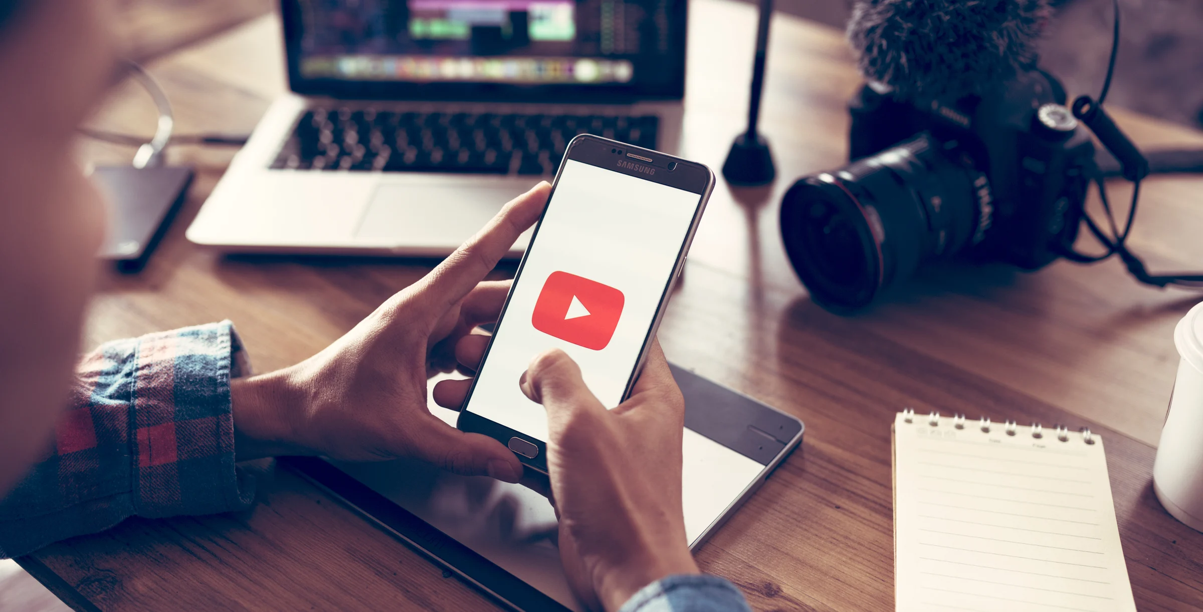 Creative or producer planning about his upload video to youtube