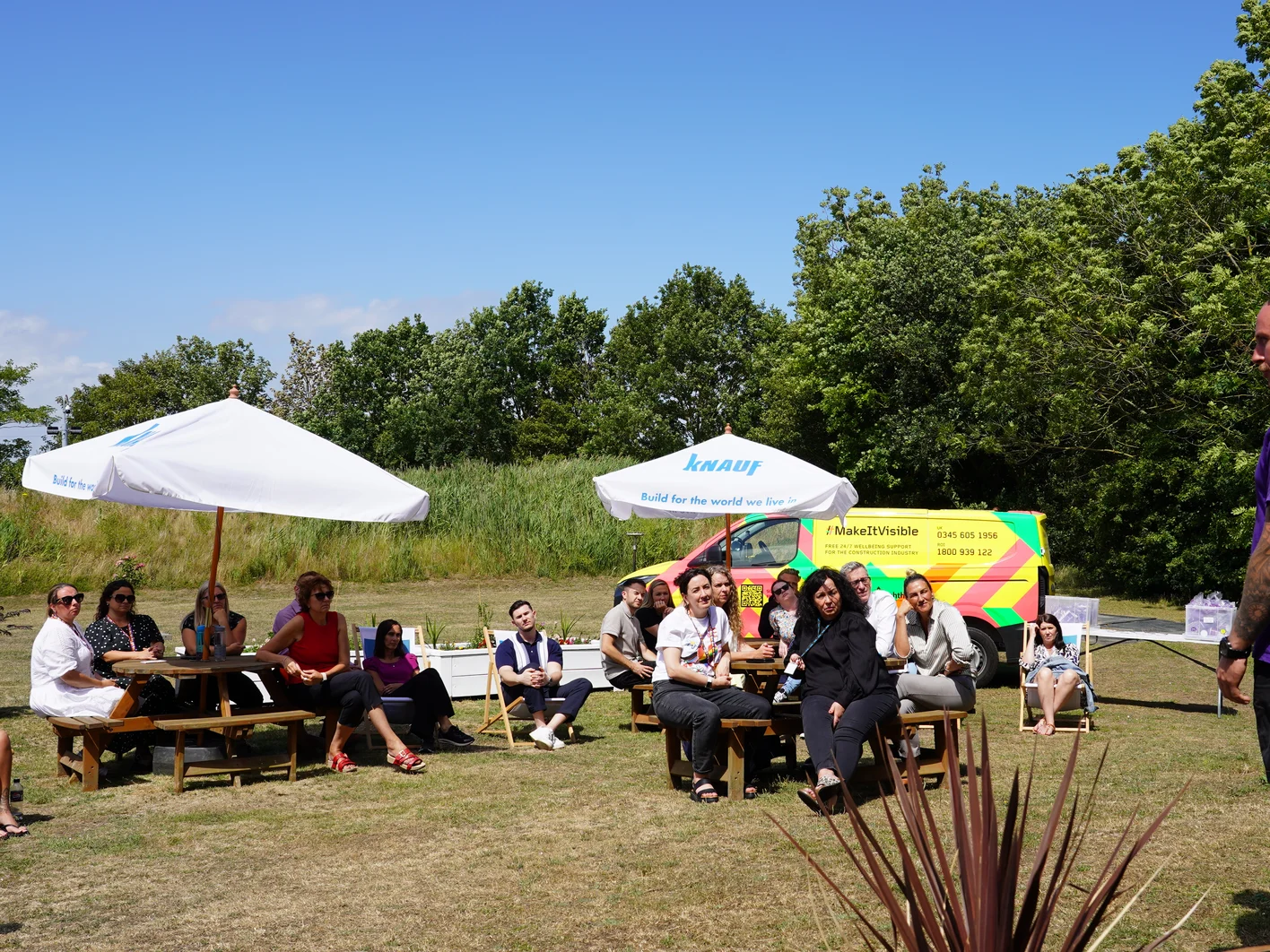Lighthouse Charity Visit to Sittingbourne-24-06-25-Lighthouse speaking to Knauf employees.