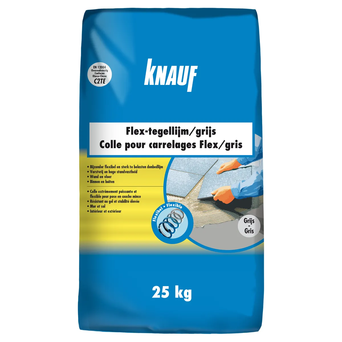 Knauf - Colle pour carrelages Flex C2TE - gris - Colle_carrelages_flex_C2TE_gris_25kg_PACK-PROD_C1N1