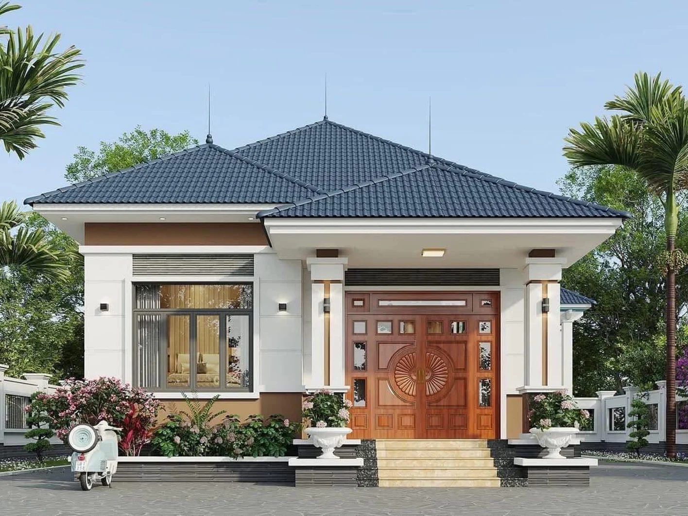 Nhà cấp 4 mái nhật 4 phòng ngủ
