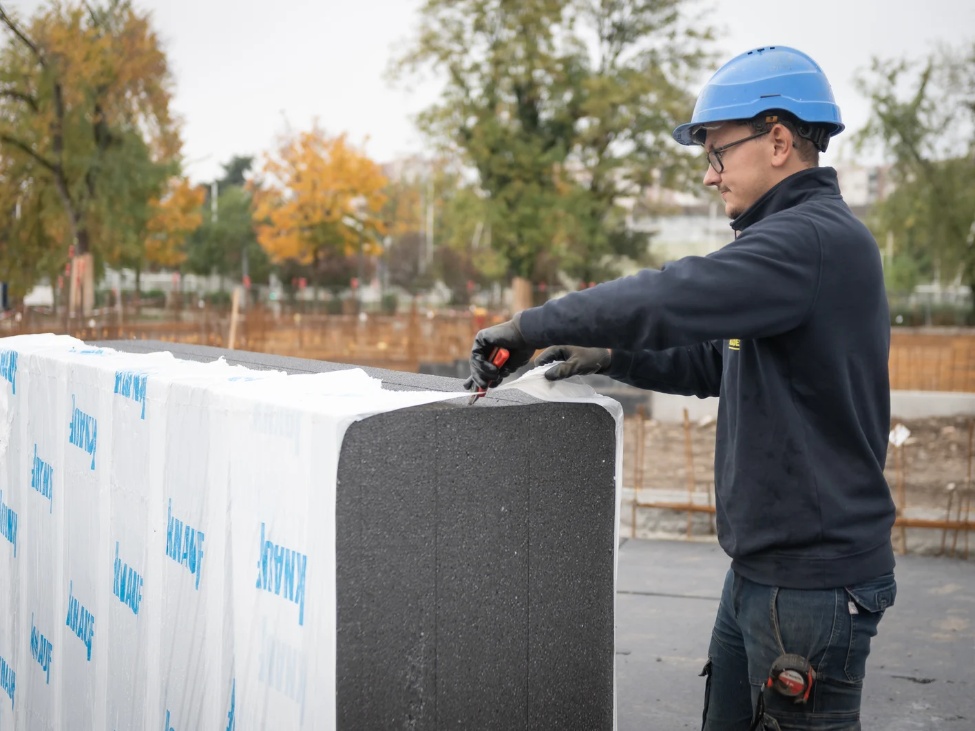 Chantier Collège François Villon à Mulhouse Isolant Knauf XTherm dalle portée RC30 