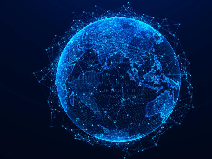 Global network concept World map point  Global network planet Earth  3D rendering