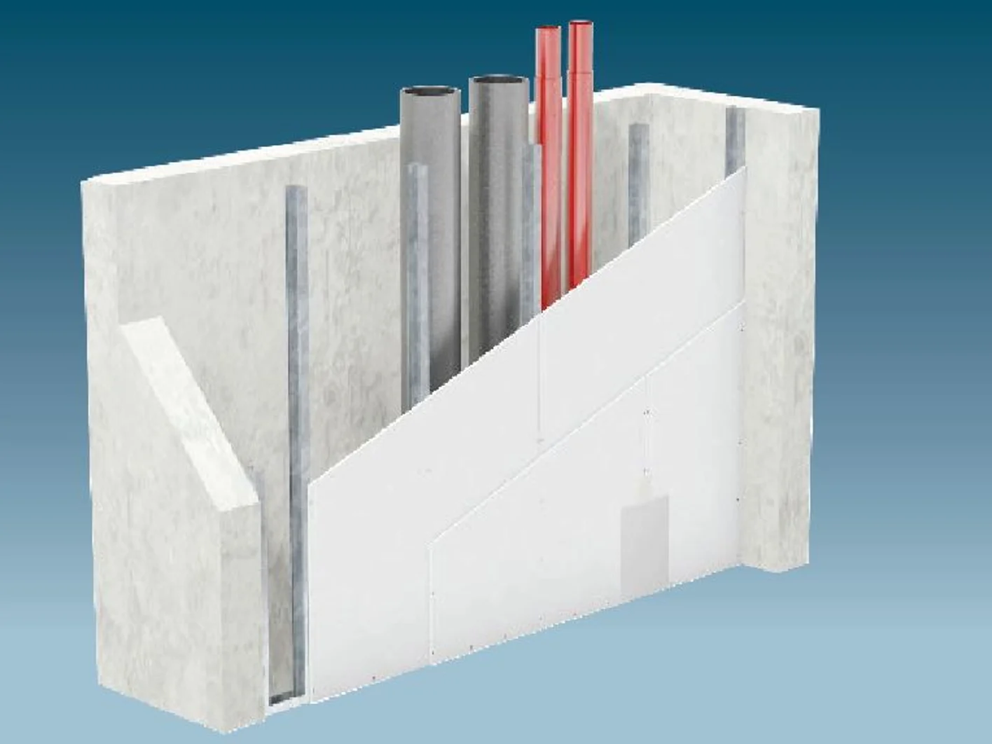 W628B - Perete Knauf pentru inchiderea spatiilor tehnice verticale