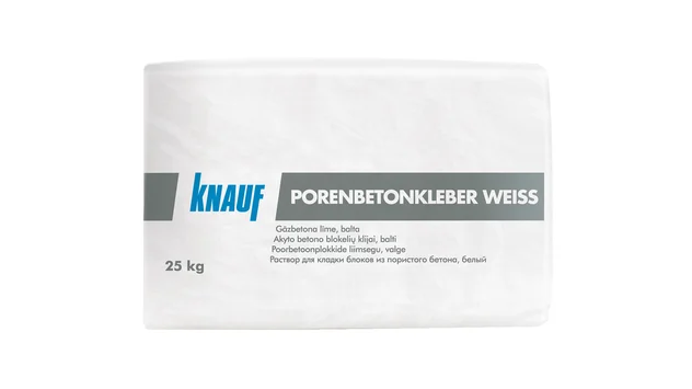 Knauf - Porenbetonkleber Weiss - Porenbetonkleber weiss - Baltos spalvos klijai akyto betono blokeliams
