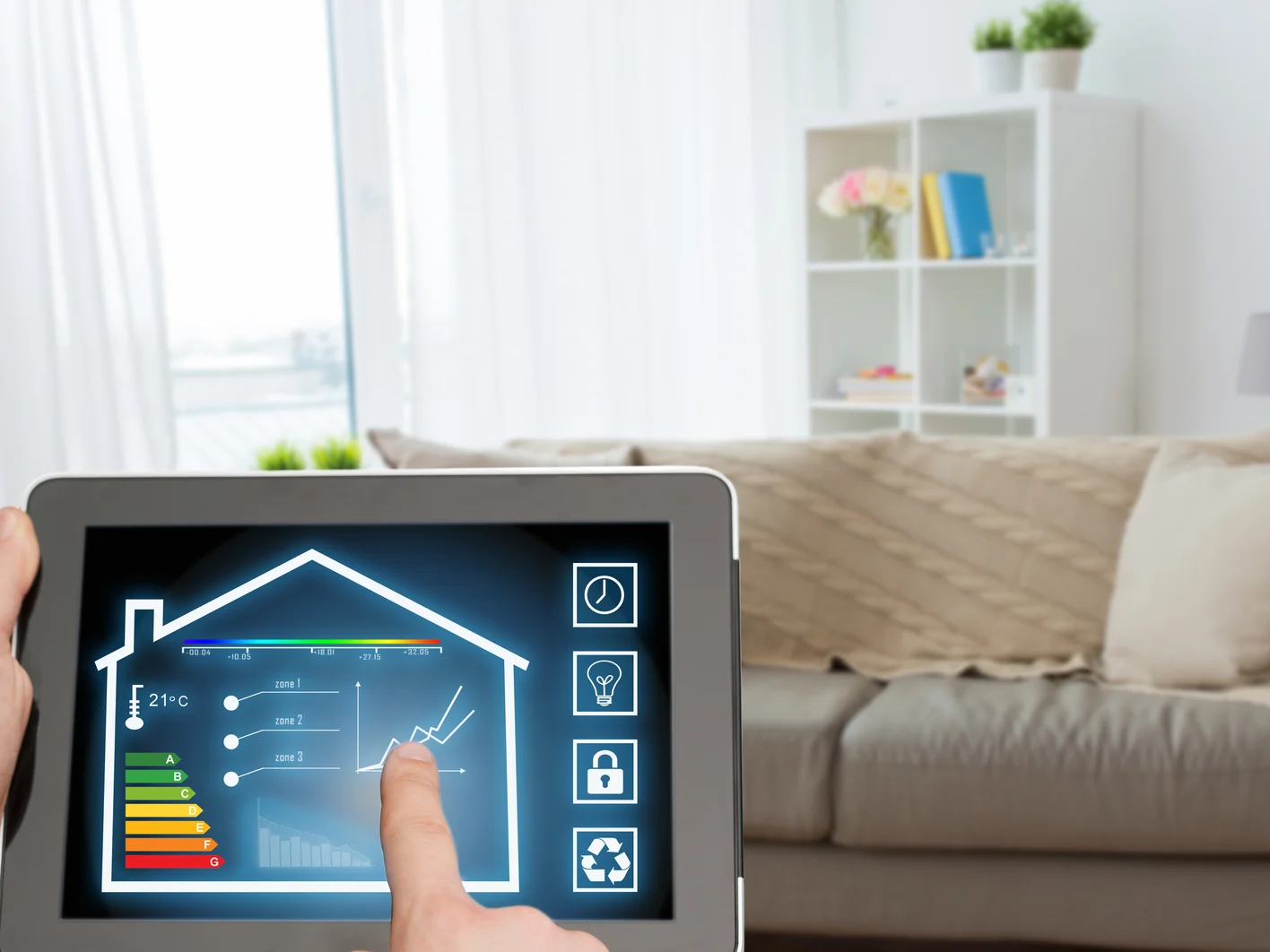 tablet pc with smart home settings on screen