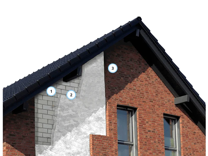 Anwendung Fassade Kerndämmung Bestand Sanierung Aufbau Systemskizze Illustration