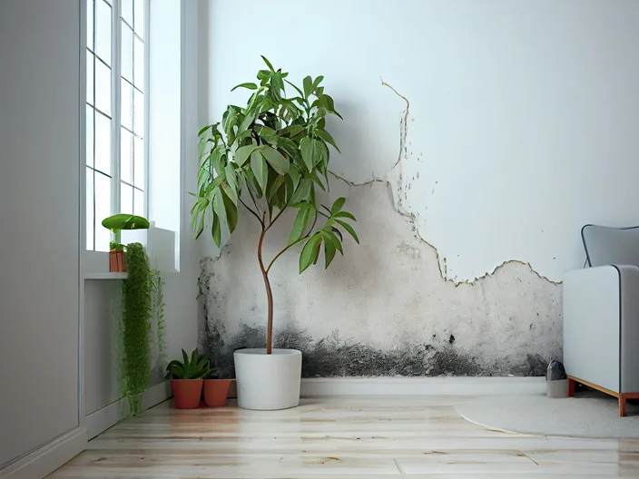 A Health Hazard in Your Home: Large Mildew Stains Discovered on Apartment Wall: Generative AI