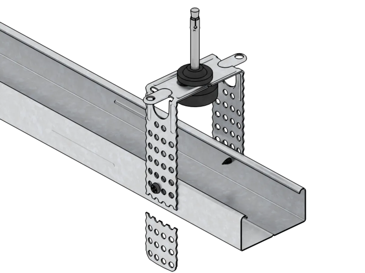 Knauf - Suspension directe acoustique pour CD 60/27 pliée - Suspension directe acoustique pliable - Mise en oeuvre