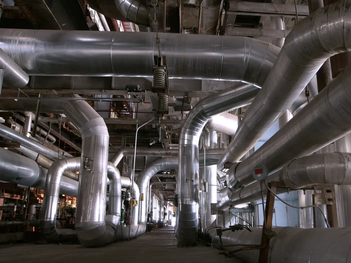 HVAC Pipes in a warehouse