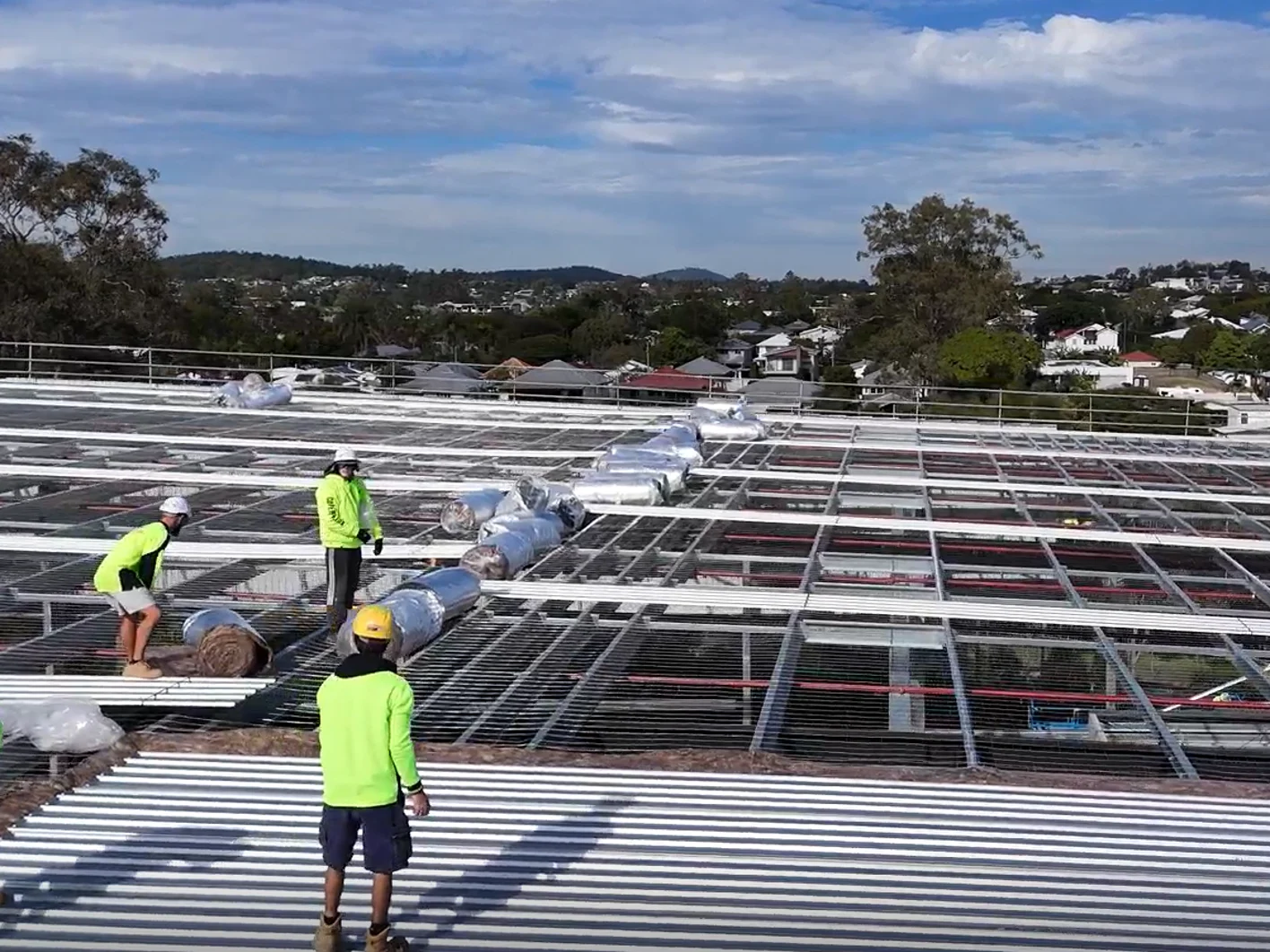 Metal roof drone photo wide shot