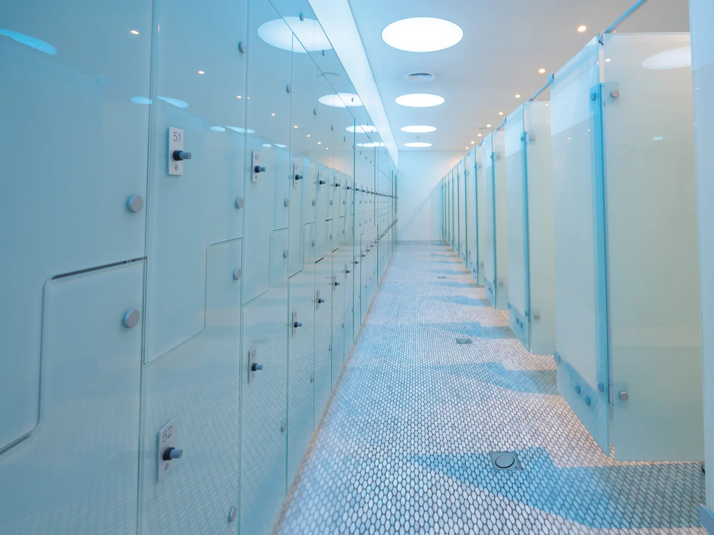 Locker room and dressing room in at modern swimming pool. very clean locker room.
