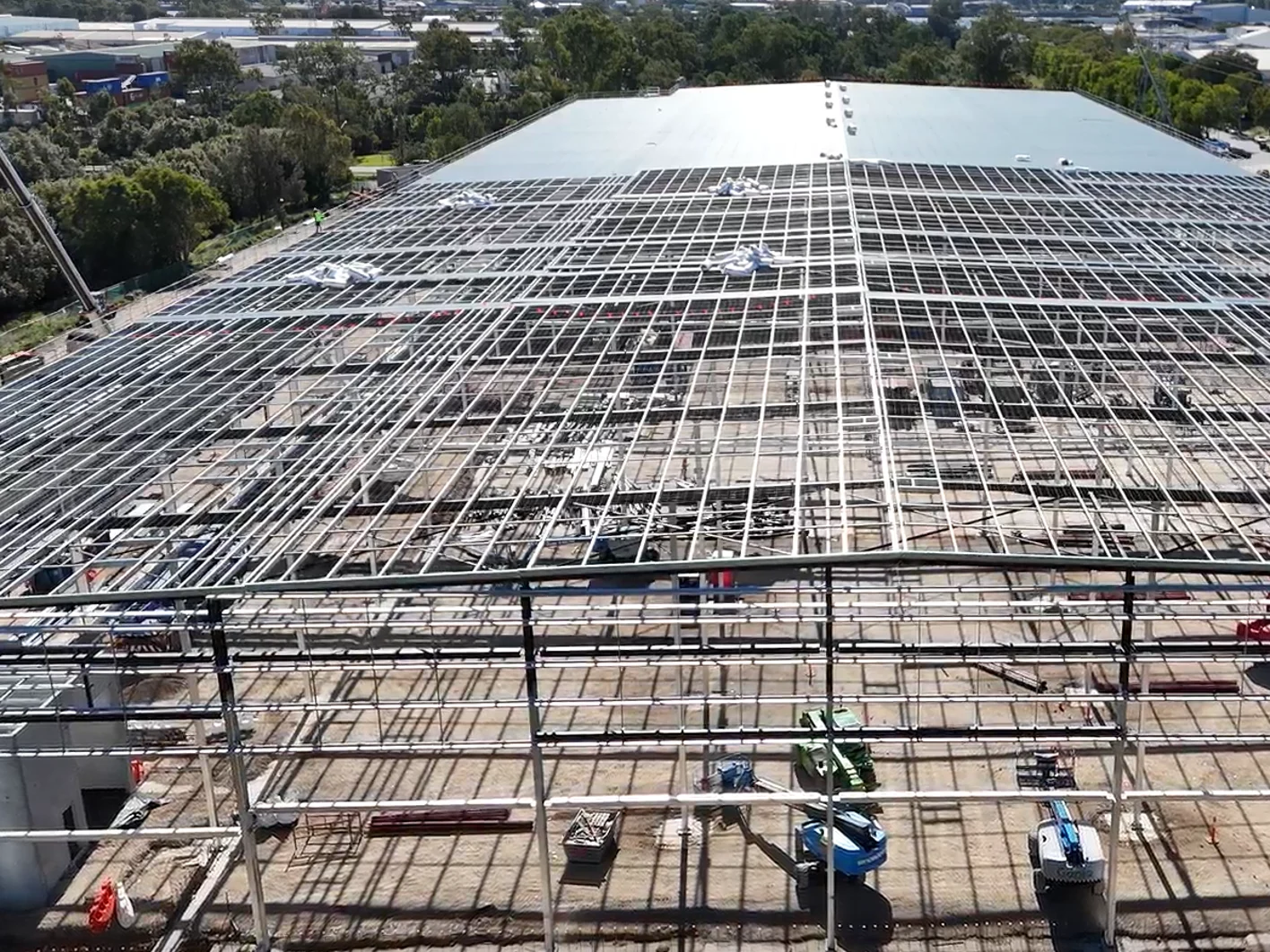 Metal roof drone shot - before install