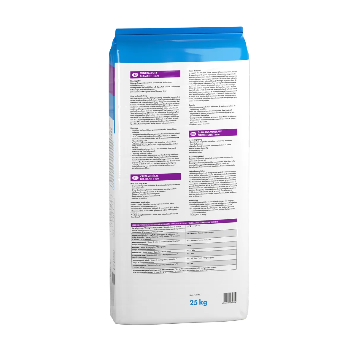 Knauf - Mineralputz Diamant 1 mm - 4006379035304_Mineralputz-diamant-1mm_back_25kg