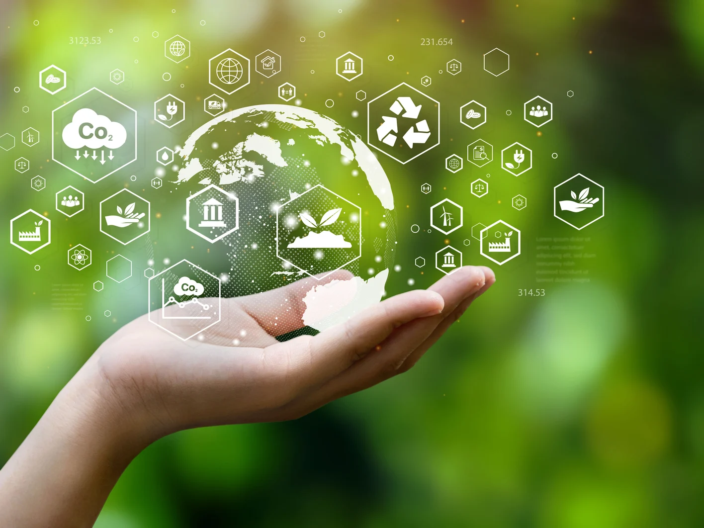 ESG icon concept. Environment, society and governance. Energy of