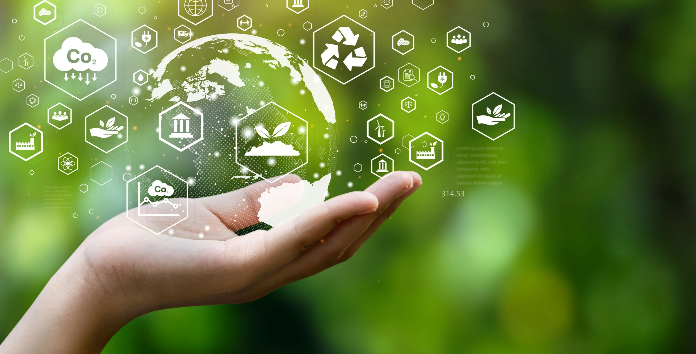 ESG icon concept. Environment, society and governance. Energy of