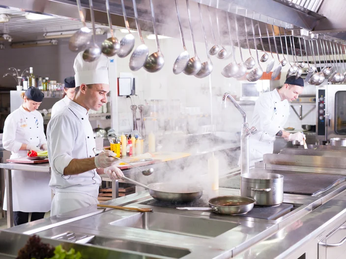 the work of the cook in the kitchen of the restaurant