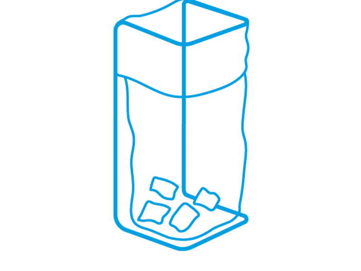 Recycling glaswol inzameling in een knapzak