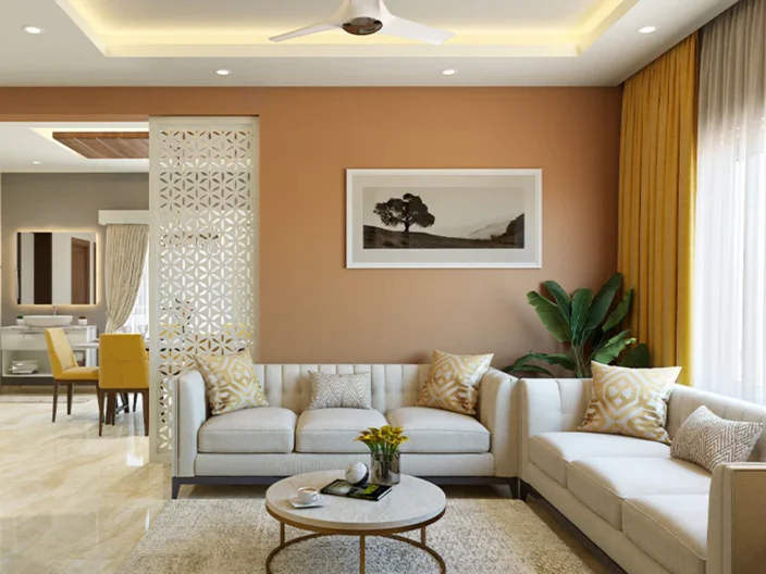 Thiết kế vách thạch cao 2 mặt giúp phân chia không gian hiệu quả