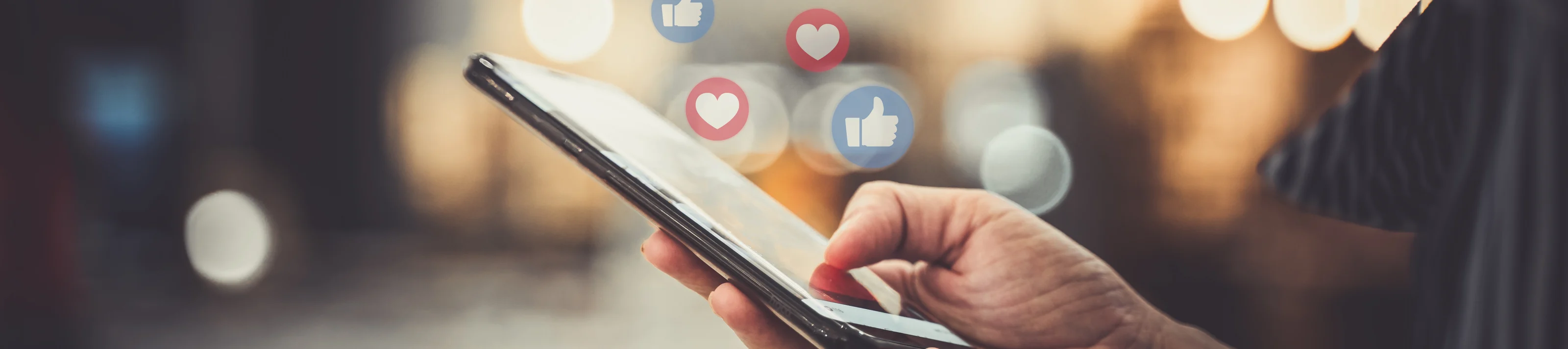Hand using smartphone with Social media concept.