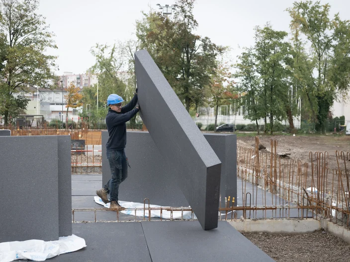 Chantier Collège François Villon à Mulhouse Isolant Knauf XTherm dalle portée RC30 