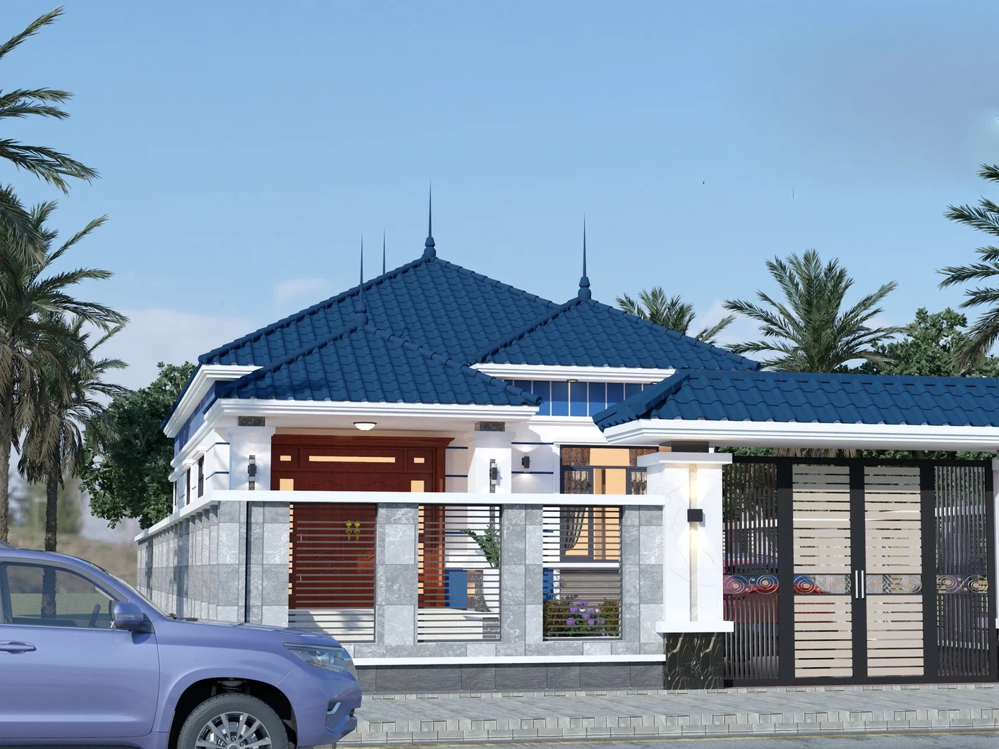 Nhà cấp 4 mái nhật 4 phòng ngủ