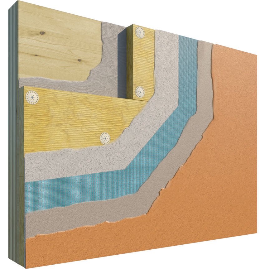 Sistema cappotto termico Knauf Wood-Smart con isolante in lana di roccia su struttura in l
