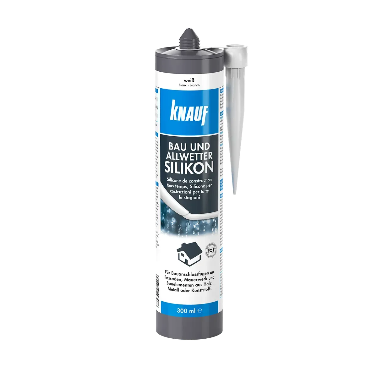 Knauf - Bau & Allwetter Silikon - 4006379143078_Bau-und-Allwetter-Silikon_front_300ml_weiss