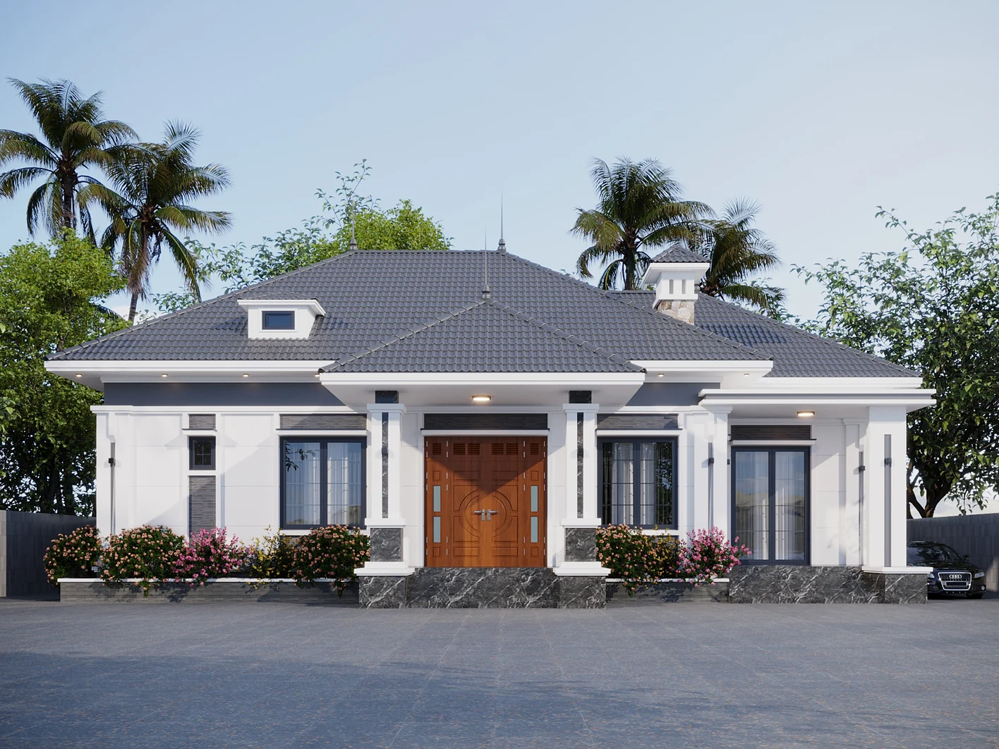 Nhà cấp 4 mái nhật 4 phòng ngủ