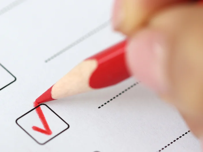 red checkmark in test