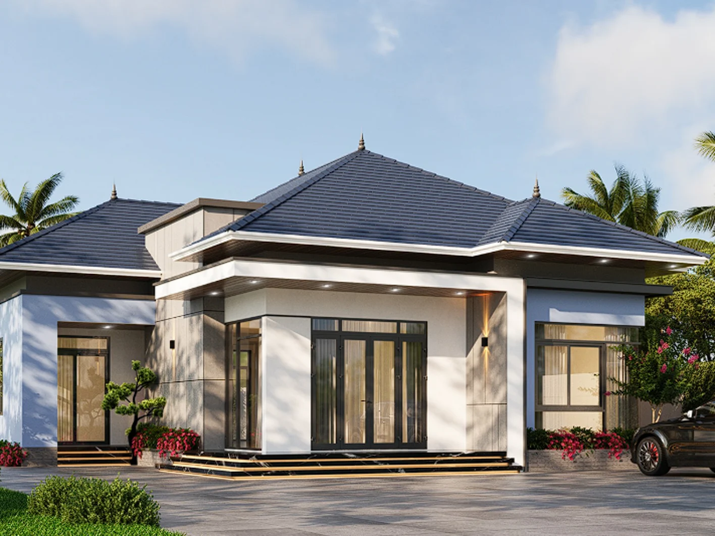 Nhà cấp 4 mái nhật 4 phòng ngủ