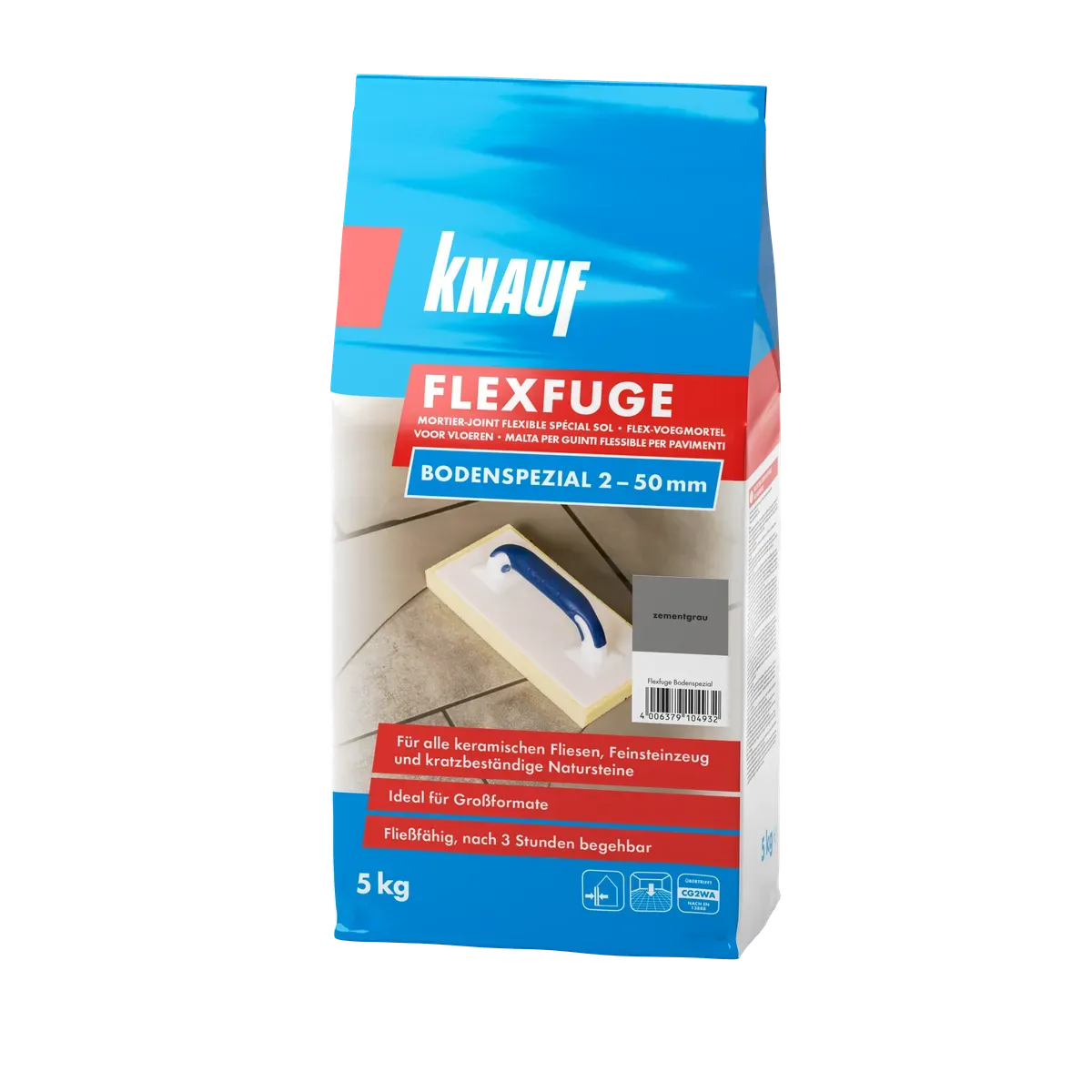 Knauf - Flexfuge Bodenspezial - 4006379104932_Flexfuge-Bodenspezial_front_5kg_zementgrau