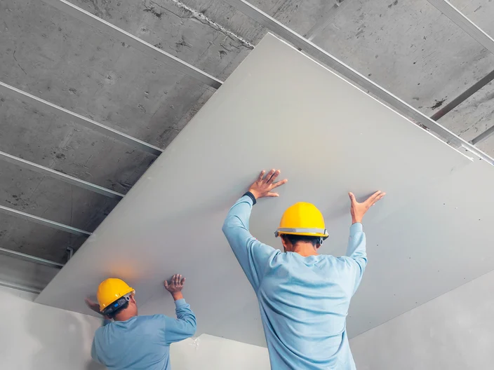 Ceiling installation with acoustic panels With professional technicians