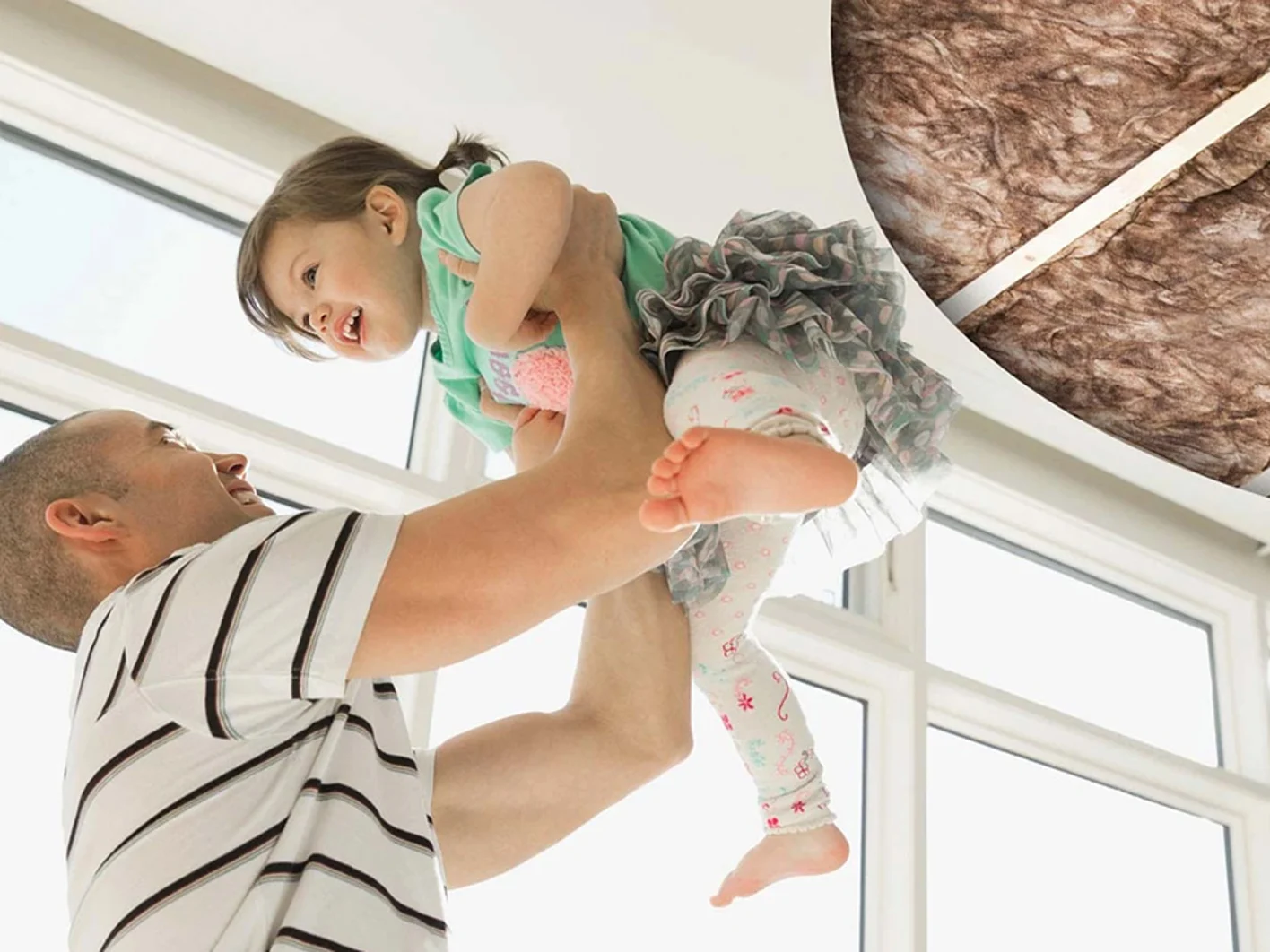 Ceiling Insulation Cutaway with Father and Daughter