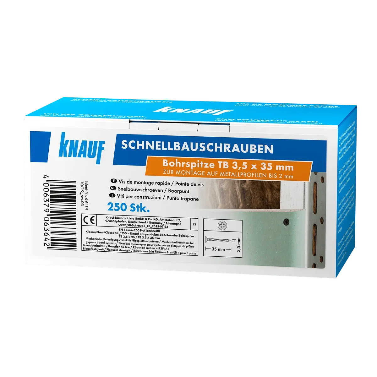 Knauf - 4006379063642_Schnellbauschraube-TB-mit-Bohrspitze_front_35mm_250St