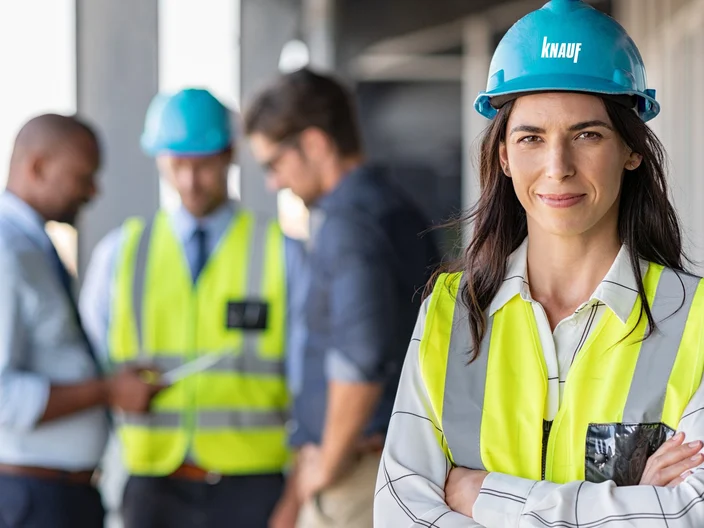 Confident architect at construction site