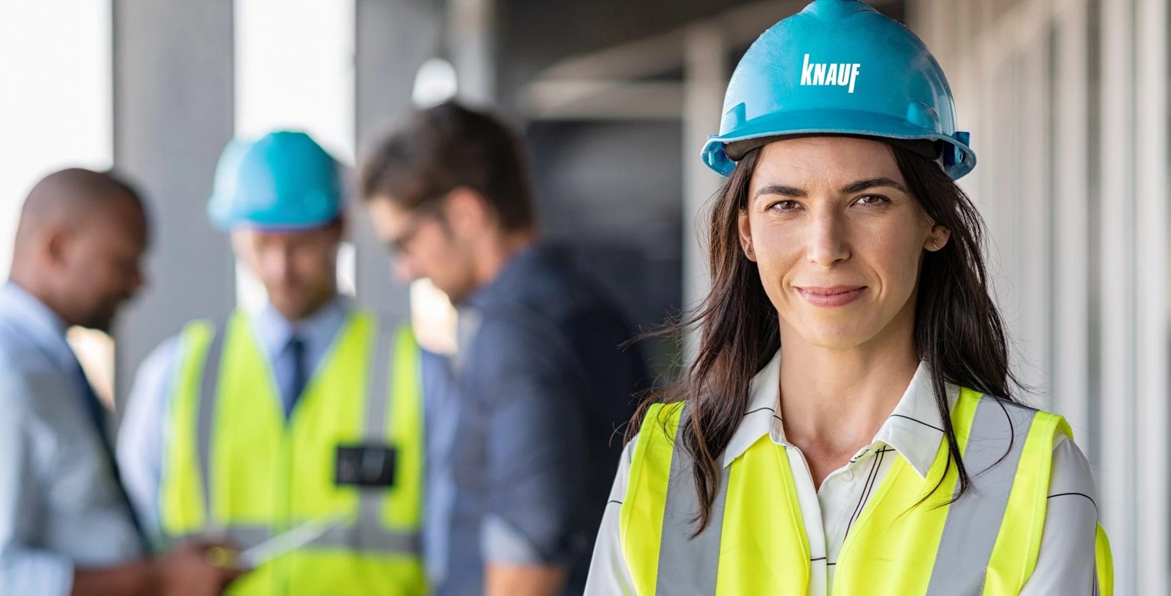 Confident architect at construction site