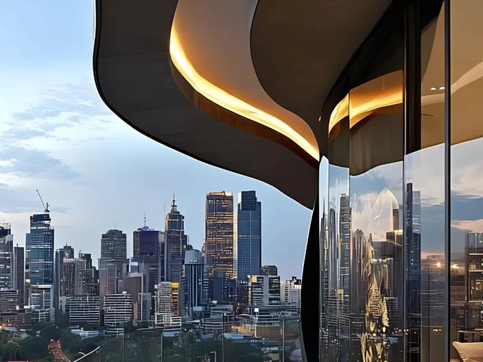 Trần thạch cao uốn cong giúp tăng vẻ đẹp sang trọng cho khu vực ban công của penthouse