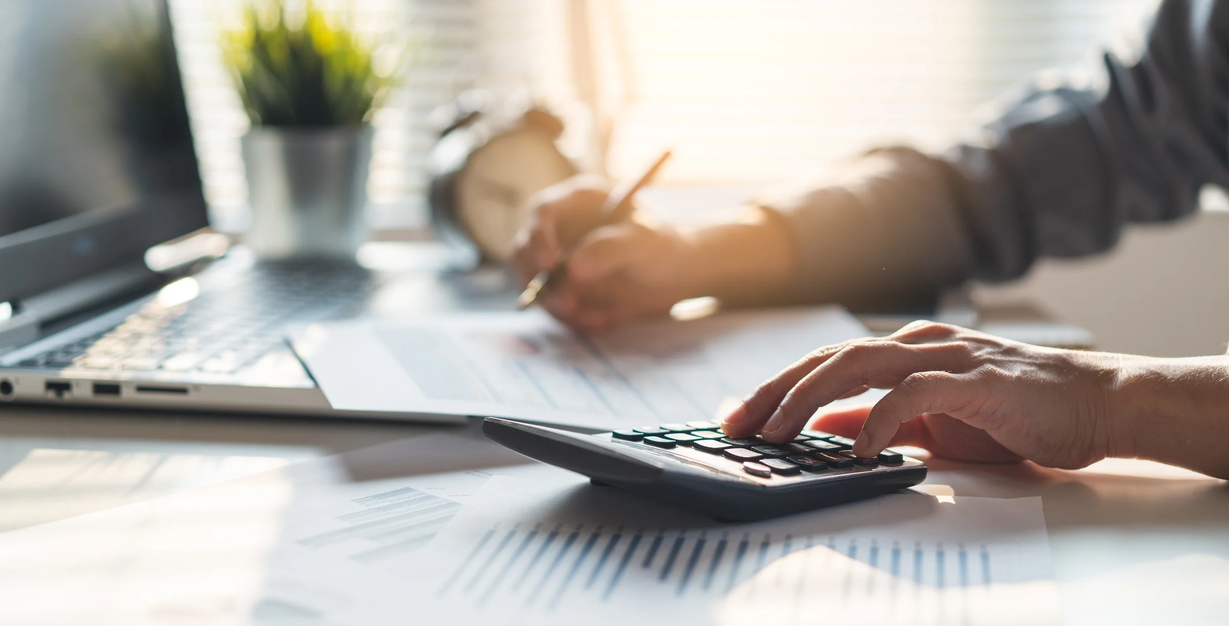 Tax deduction planning concept. Businessman calculating business balance prepare tax reduction.
