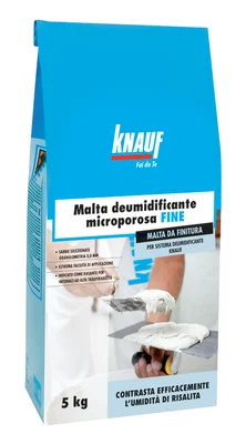 Knauf - Malta da risanamento deumidificante - finitura - Malta deumidificante microporosa Fine 5 Kg