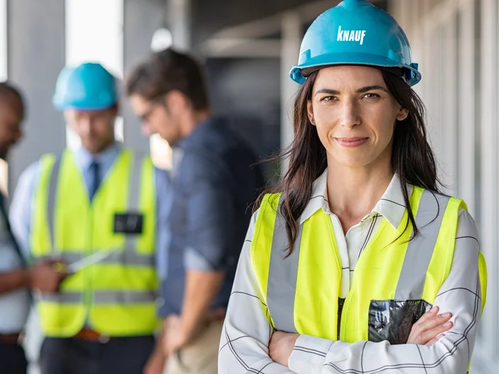 Confident architect at construction site