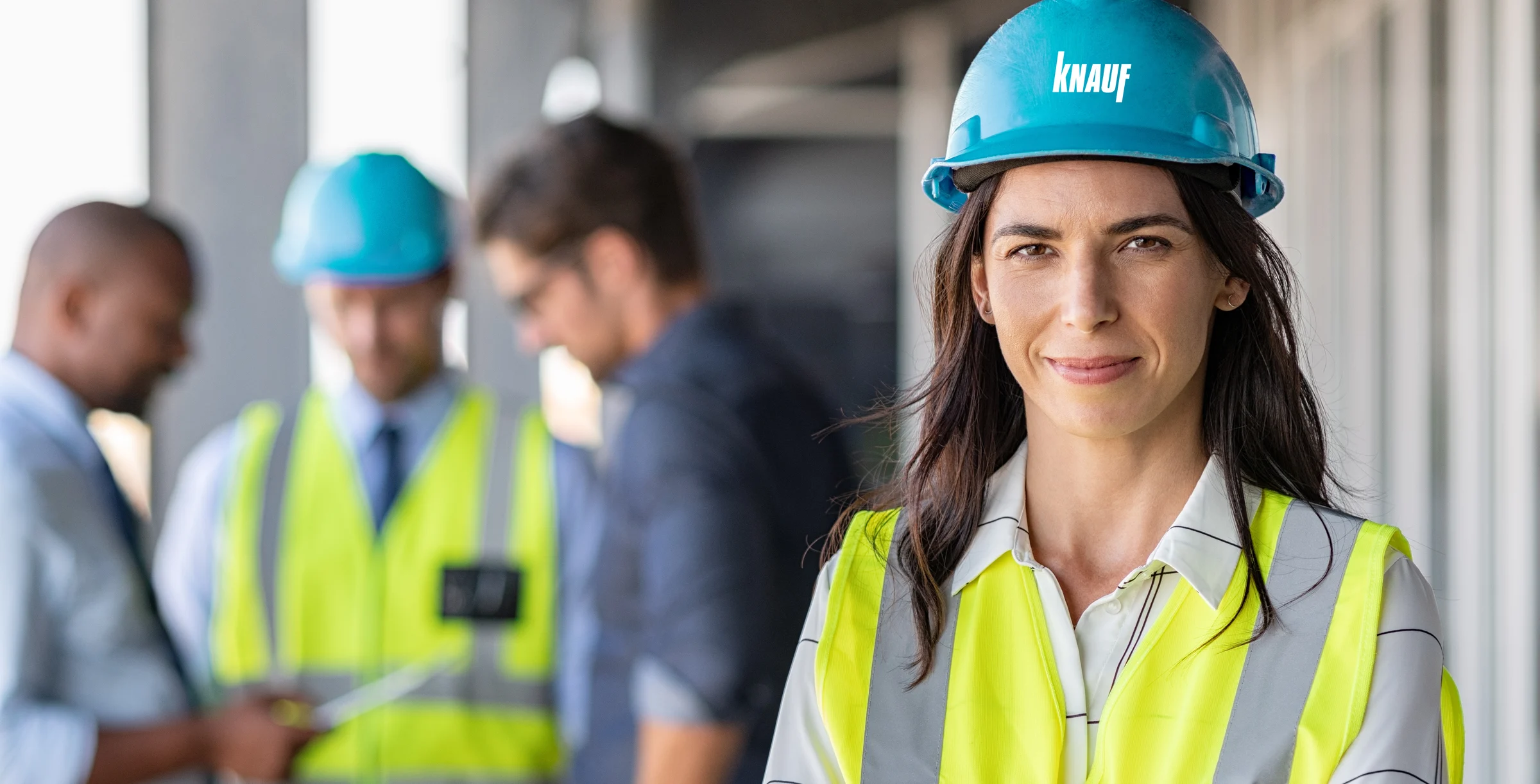 Confident architect at construction site