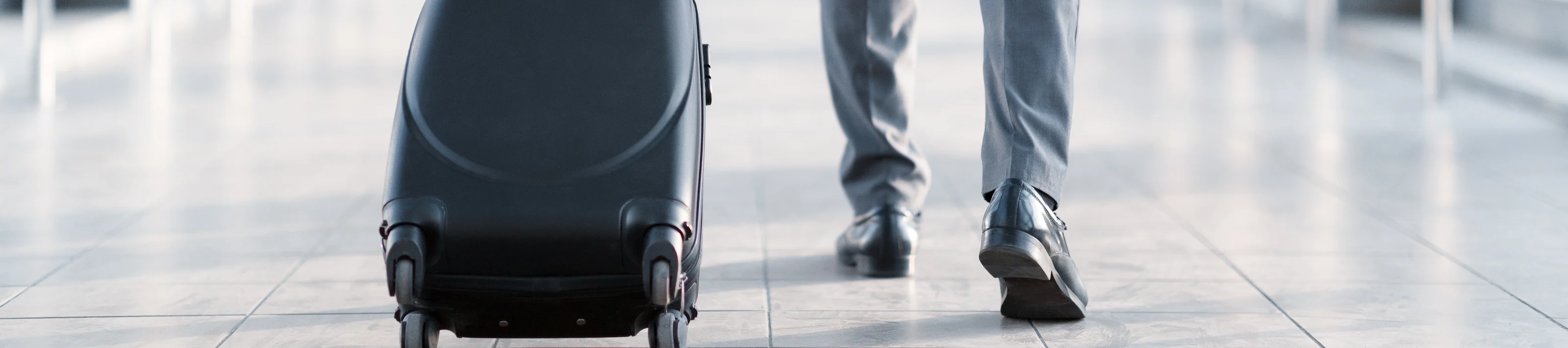 Business Trip. Businessman Carrying Suitcase, Back View
