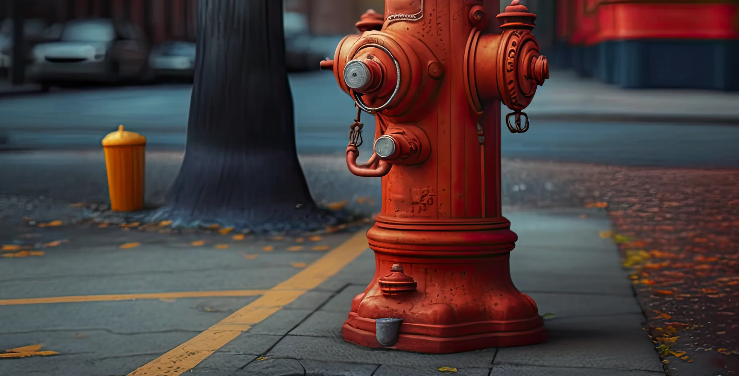 a fire hydrant in the street AI generative