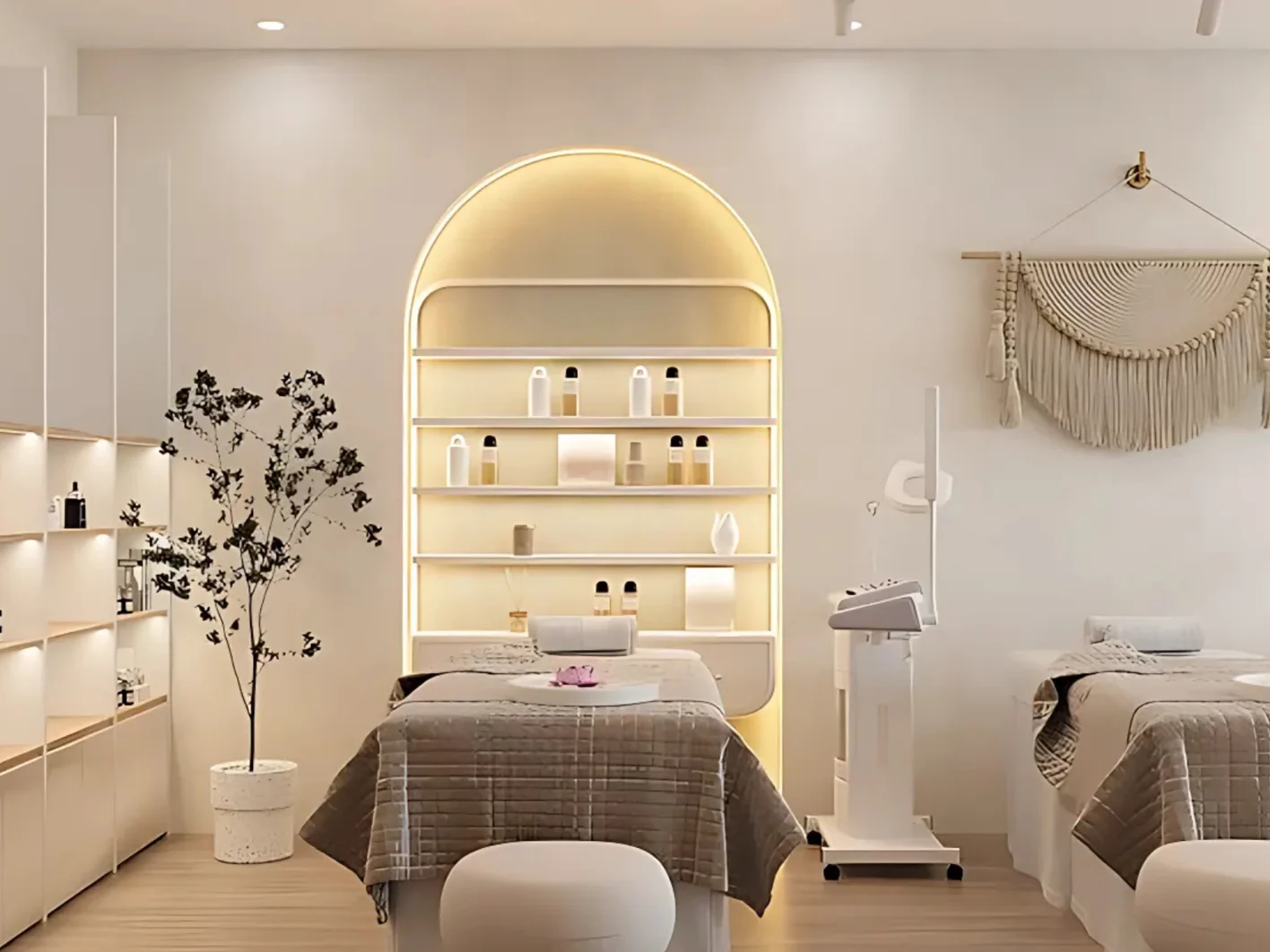 Vách thạch cao 1 mặt giúp tăng vẻ đẹp sang trọng của không gian nội thất tiệm spa
