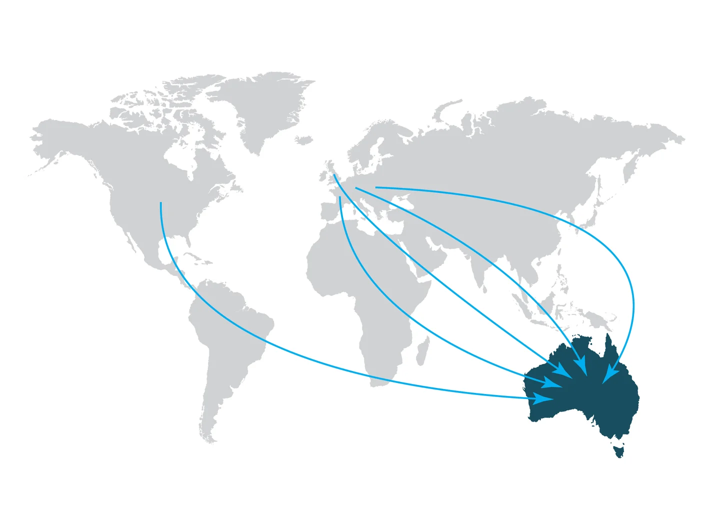 Map showing journey to Australia