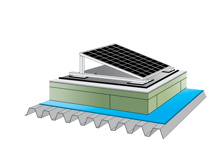 FLachdach mit Solaranlagen, 3D Skizze