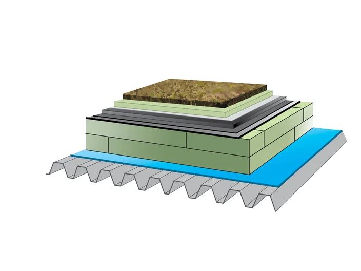 FLachdach mit Extensiv Begrünung, 3D Skizze